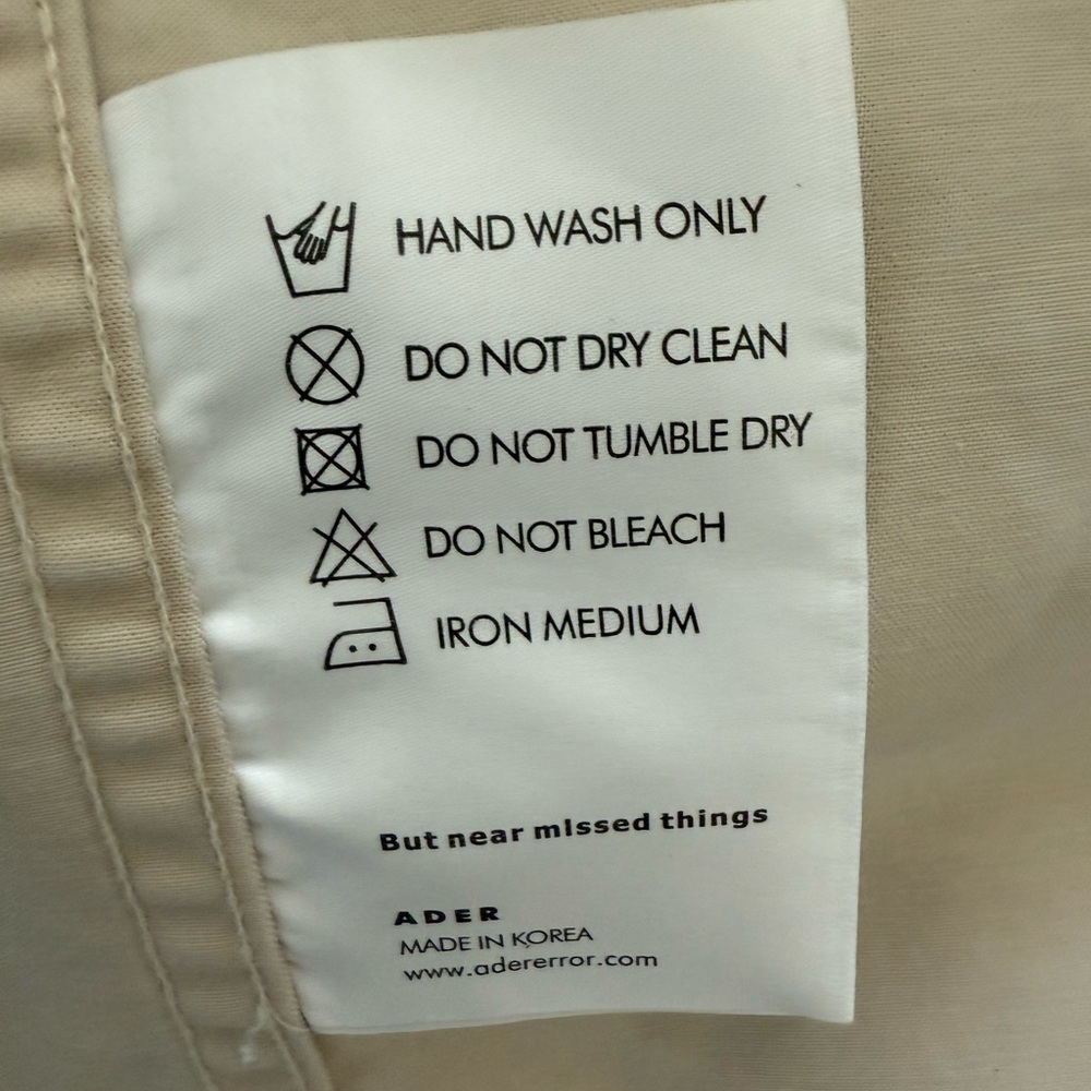 ADER Error Beige Allac Distressed Button Down Shirt Unique Paint Detail A1/S - Picture 9 of 13